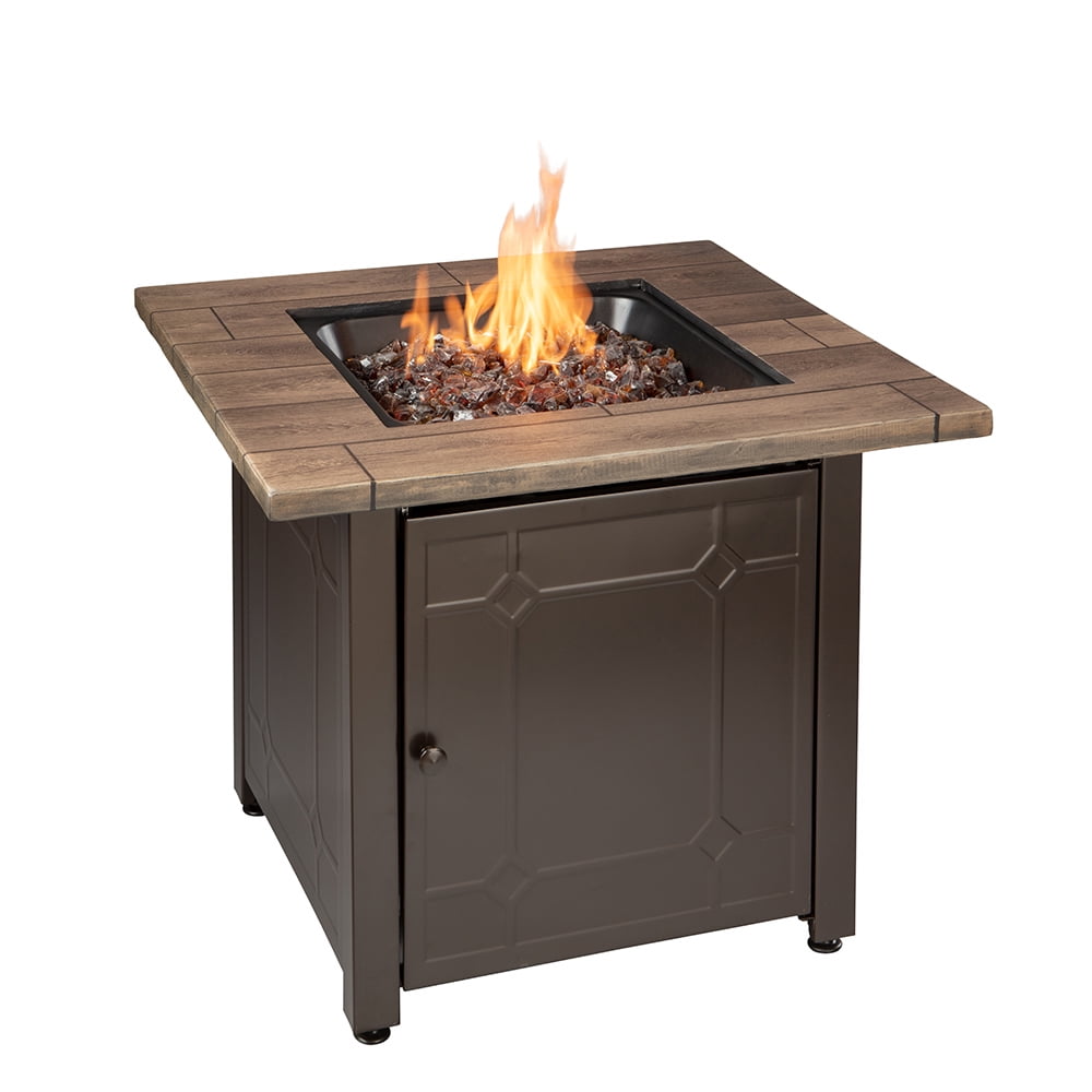 Endless Summer Propane Powered Square Outdoor Patio Firetable with Lava Rocks 