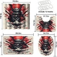 thumbnail image 4 of 4 Pcs Japanese Samurai Bathroom Shower Curtain Set with Rug, Toilet Lid Cover and Bath Mat Watercolor Ink Samurai Anime Bathroom Shower Curtain with 12 Hooks Accessories Decorative, 4 of 6