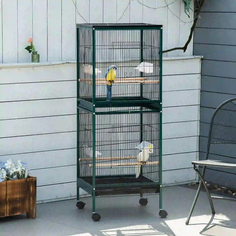 Resenkos Bird Cage, Bird Cages Habitat,Large Bird Cage for Wingspan, Bird Aviary Indoor with Multi-Door Design, Green