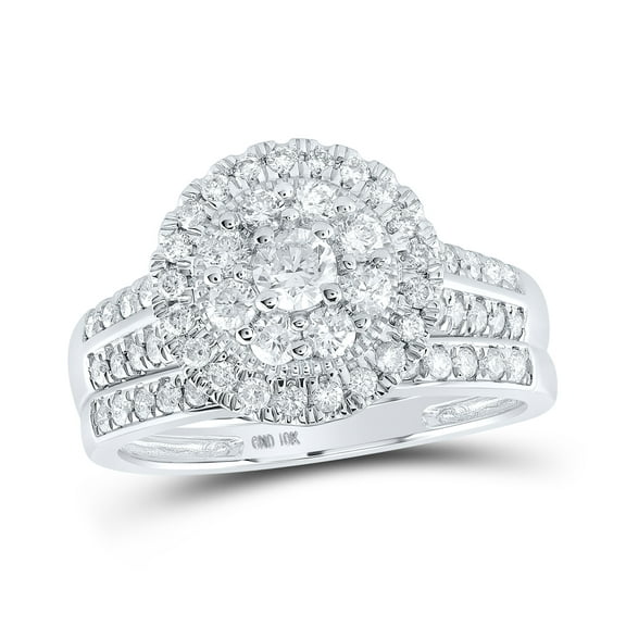 10K White Gold Round Dia. Bridal Wedding Band Set 1ctw, Women's Size: 5-10