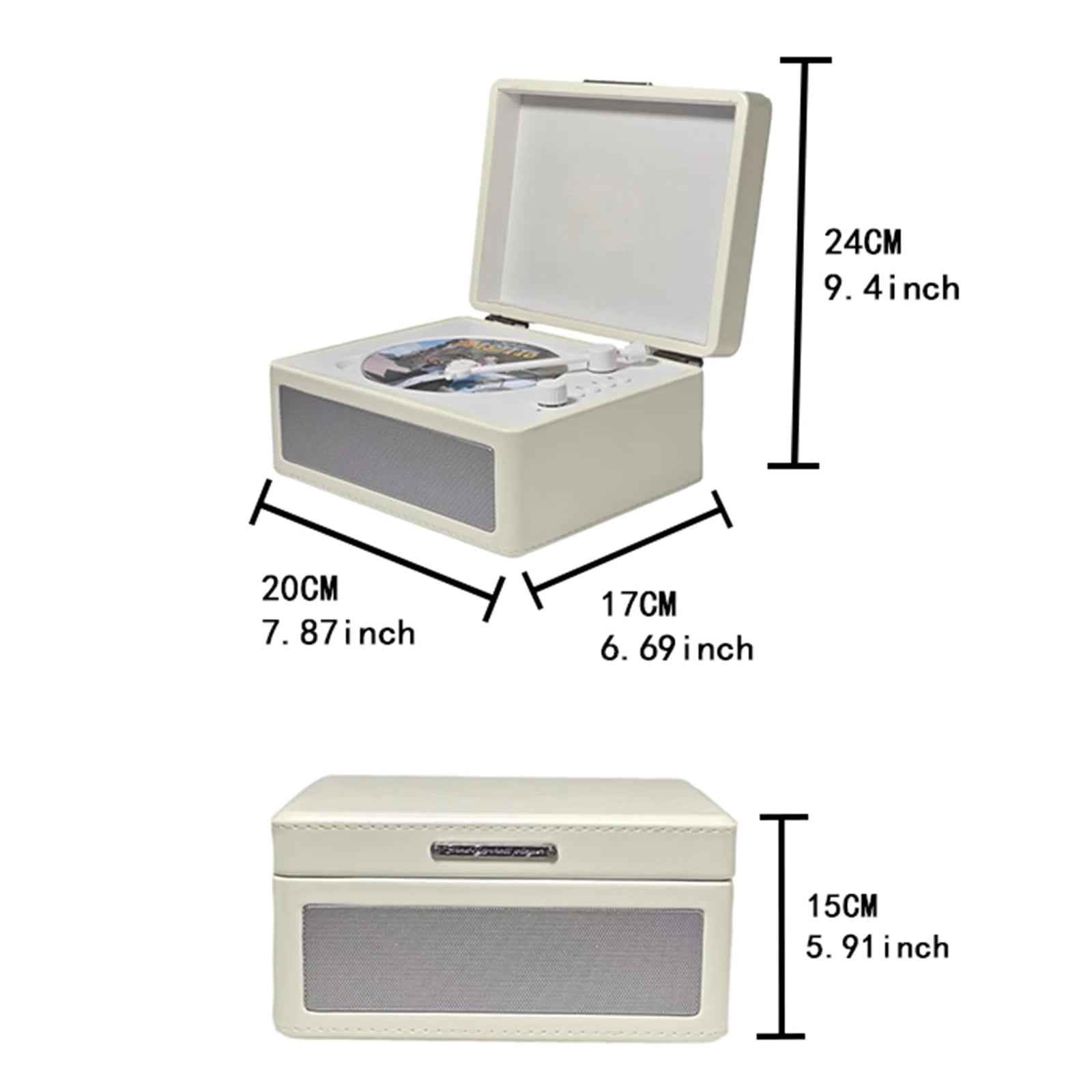 Retro CD Player with Built-in Speaker  Portable Bluetooth Home Audio with AUX I/O, 2000mAh