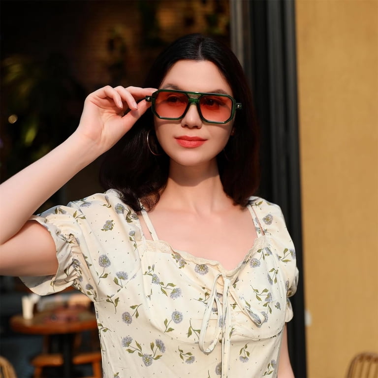 Vintage Square 70s Flat Aviator Classic Retro Stylish Frame UV400 B2622 Vintage Square 70s Flat Aviator Sunglasses Women Men Classic  main image 2