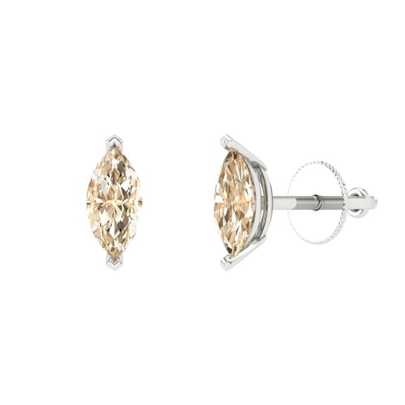 Clara Pucci 1Ct Natural Morganite Marquise Cut VVS1 Push Back Stud 18k Solid hypoallergenic Gold Designer Earrings For February