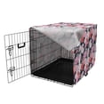 thumbnail image 3 of Floral Dog Crate Cover, Modern Design Rose Bouquets on Quirky Geometric Background Illustration, Easy to Use Pet Kennel Cover Small Dogs Puppies Kittens, 7 Sizes, Pale Pink Coral Grey, by Ambesonne, 3 of 6