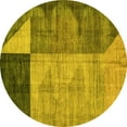 thumbnail image 1 of Ahgly Company Indoor Round Abstract Yellow Modern Area Rugs, 3' Round, 1 of 4