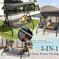 thumbnail image 5 of Magic Union Outdoor Porch Swing with Canopy, 3 Person Patio Porch Swing Chairs with Stand, Porch Bed Swing with Removable Cushion for Patio, Garden, Poolside,Gray, 5 of 8