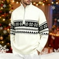 thumbnail image 2 of Men's Christmas Knit Half Zip Mockneck Sweater Coat Thermal Fit Fair Isle Patterned Knitwear Winter Outerwear Beige S, 2 of 4
