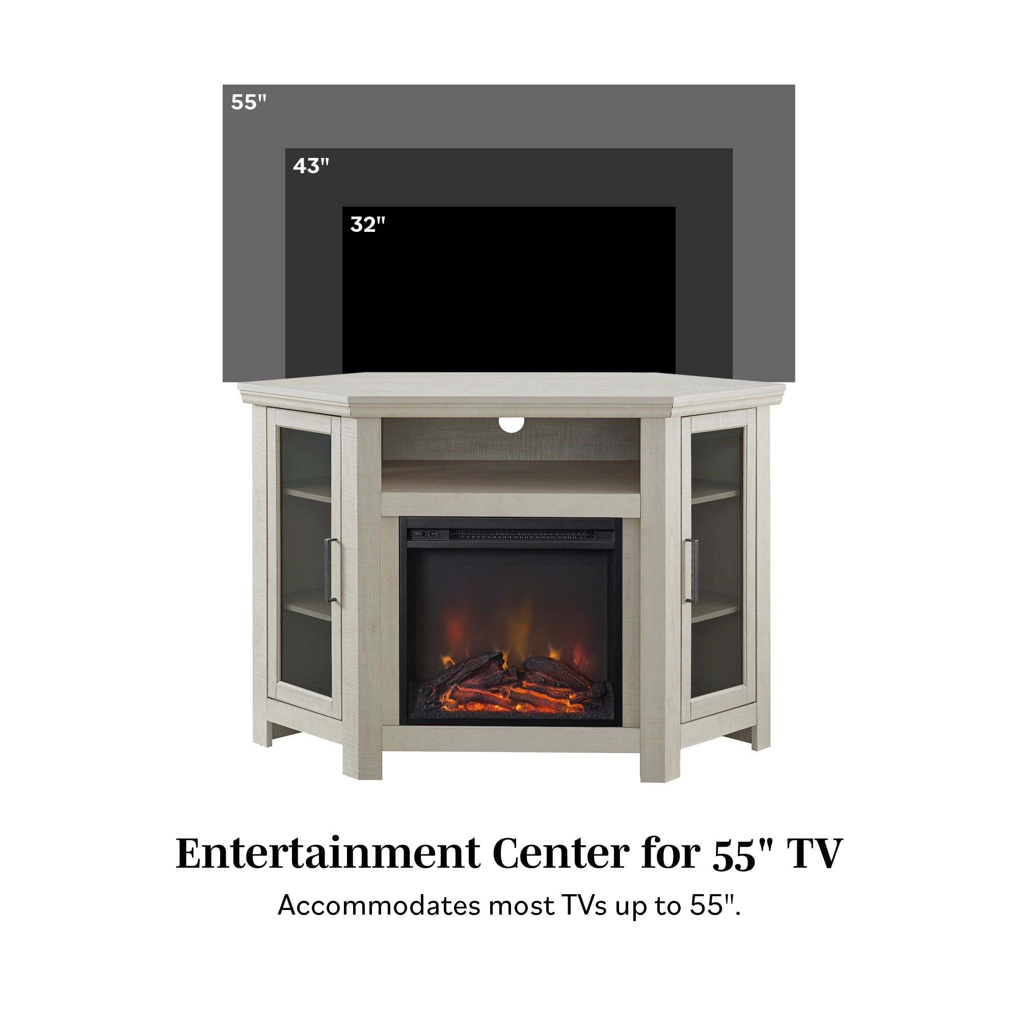 White oak corner fireplace tv deals stand