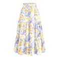 thumbnail image 3 of Women’s Floral Print Tiered Maxi Skirt with Elastic Waist and Drawstring Pockets Lightweight Flowing Design for Everyday Wear Light Purple L, 3 of 5