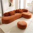 thumbnail image 2 of JERFIT Modern L-Shaped Sectional Sofa with Ottoman, Large Orange Fabric Sofa Bed for Living Room, Reversible Chaise, No Assembly Required, 2 of 10