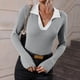 thumbnail image 2 of Suéteres Para Mujer Suéteres de Otoño Casual Tejido Sólido Adelgazante Manga de Trompeta Manga Larga Suéteres Con Cuello en V Tops Blusa Odeerbi  ODB133266, 2 of 9