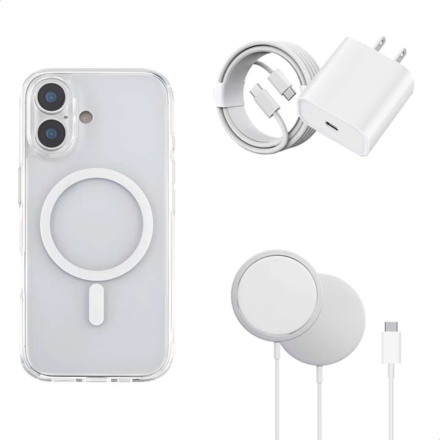 YUWY Kit Accesorios Compatibles Con MagSafe Para iPhone 17 Antigolpes Combo de Funda Base y Cargador Para iPhone 17 Kit Accesorios Regalo Para iPhone