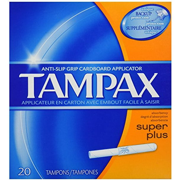 6 Pack Tampax Cardboard Applicator, Super Plus Absorbency Tampons, 20 Each