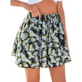 thumbnail image 3 of Women's Ruffle Wide Leg Flowy Clothes High Waist Shorts for Casual Beach Color 8 XXL, 3 of 10