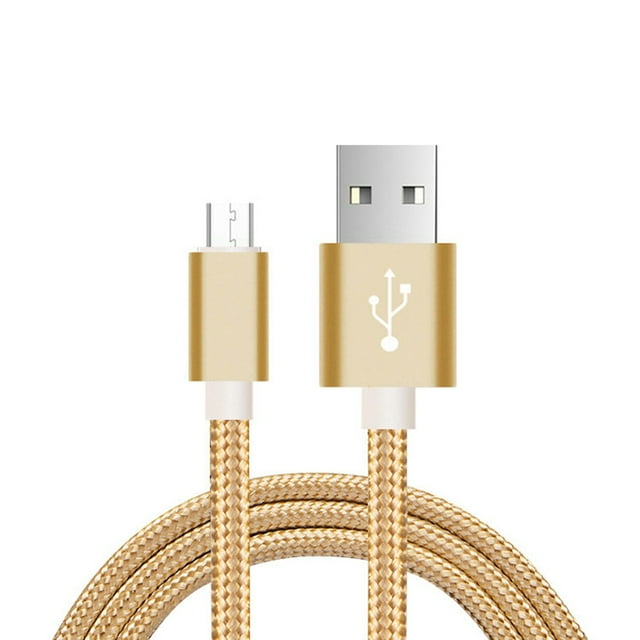 EeaseCA 1 Meter 2.1A Charger Cable Nylon Braided Micro USB Data Sync and Charging Cable for Android Phones Tablets Galaxy S7/ S6/ Pixel/ Xperia/ Lumia (Gold)