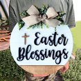 thumbnail image 6 of Sunjoy Tech Door Welcome Wreath Bow-knot Leaf Decor Hanging Letter Cross Decorative Round Shape Country Gate Welcome Sign Door Decor Pendant, 6 of 7