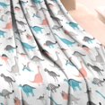 thumbnail image 3 of White Cartoon Dinosaurs Colorful Pattern Blanket,Comfortable Soft Flannel Throw Blanket,All Season,Warm Lightweight Blankets for Sofa Bed Couch Living Room Chair,30"x40", 3 of 4