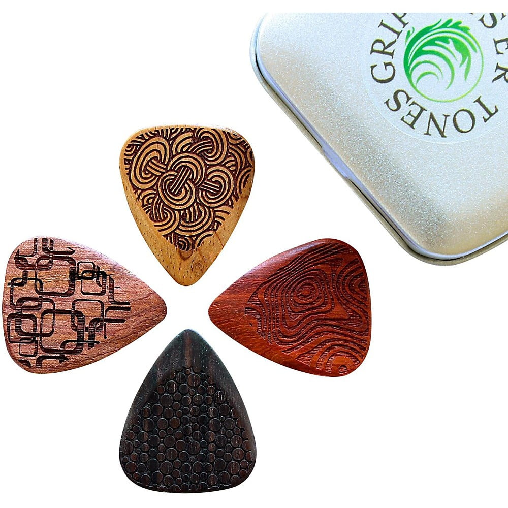 Timber Tones Laser Tones Grip Mixed Tin of 4 Guitar Picks