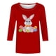 thumbnail image 2 of Camisetas Casuales de las Mujeres Impresas 3/4 Manga Cuello Redondo Blusa, Moda Ligera Superior para el Hogar Y el Uso Diario, Cómoda Imitación de la Tela Del Estante, 2 of 5