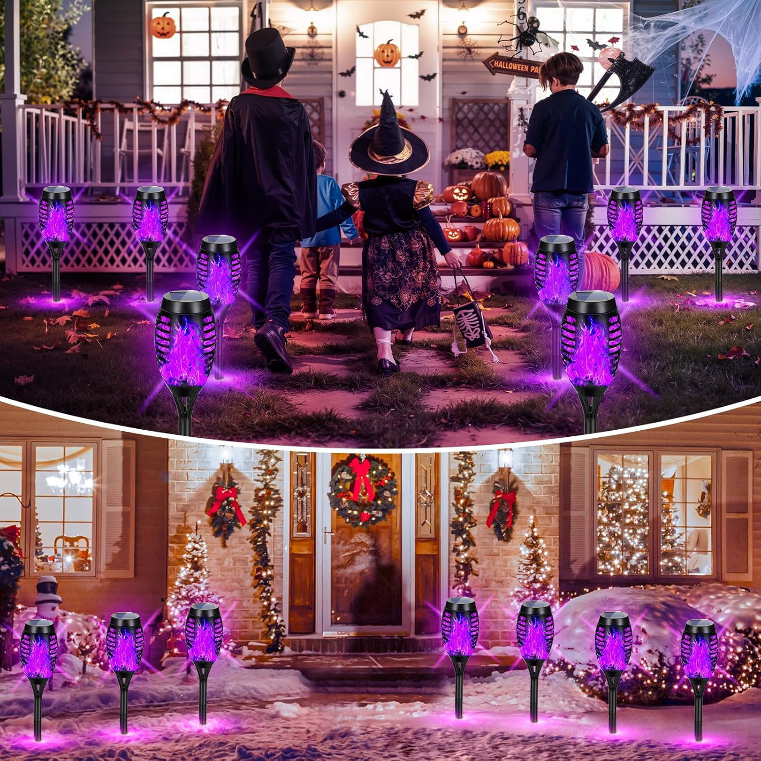 Solar Lights Outdoor, 4 Pack Solar Torch Light with Flickering Flame, Waterproof Outdoor Garden Lights for Yard, Torches for Outside Patio Pathway Decorations