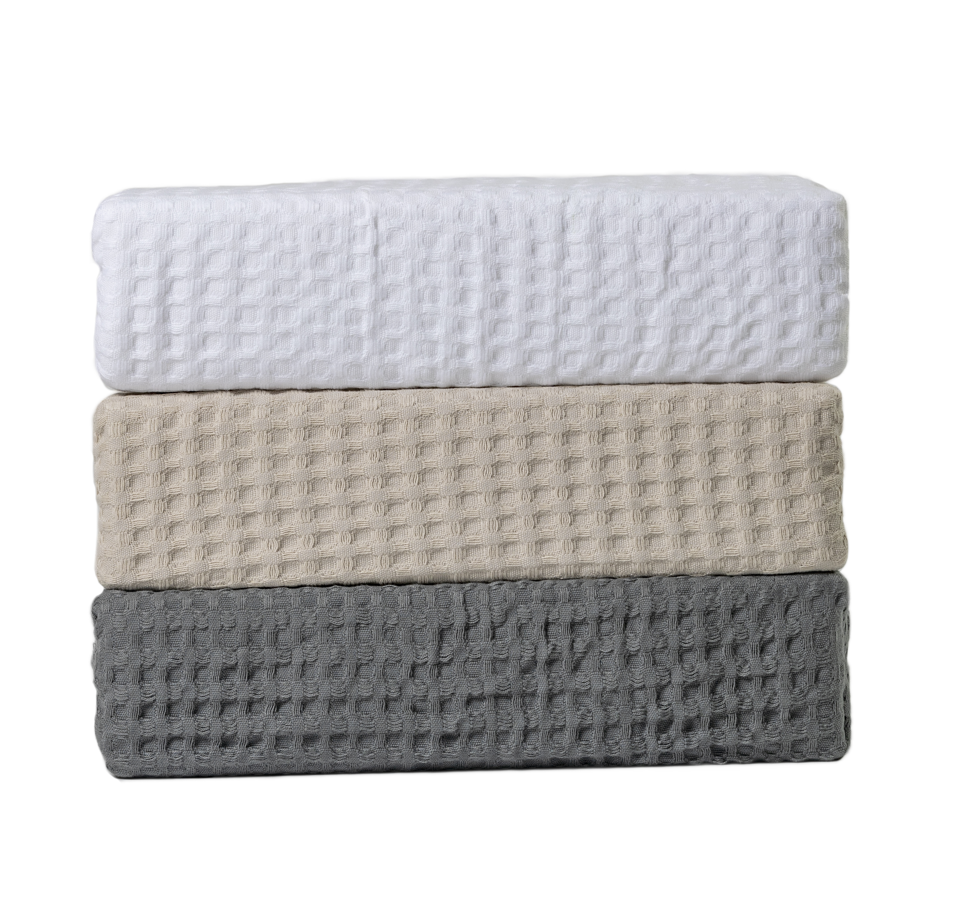 100% Cotton Waffle Bed Blanket, King, White