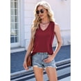 thumbnail image 5 of Women'S Sleeveless Tops Summer V Neck Loose Tank Tops, Vest Style T Shirts for Women Wine Red M, 5 of 9