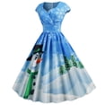 thumbnail image 3 of Vestido de fiesta de noche de Navidad con cuello en V sin mangas con estampado vintage para mujer Pompotops  ghjkhdj9642, 3 of 8