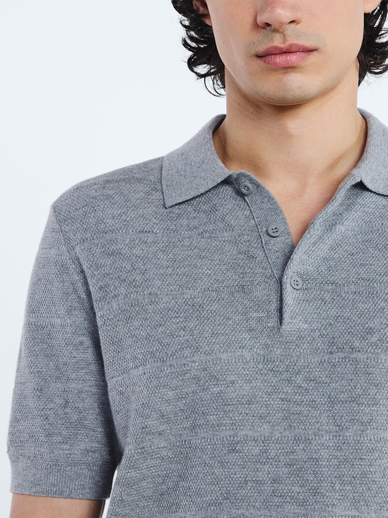 Free Assembly Men's Textured Stripe Polo Sweater with Short Sleeves, Sizes S-3XL