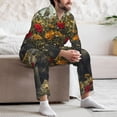 thumbnail image 7 of Hirioo Floral Rhino With Birds for Men's Pajama Sets 2 Piece Pjs Men's Long-Sleeved Pajama Set Button Down Sleepwear,S-XXL-Large, 7 of 7