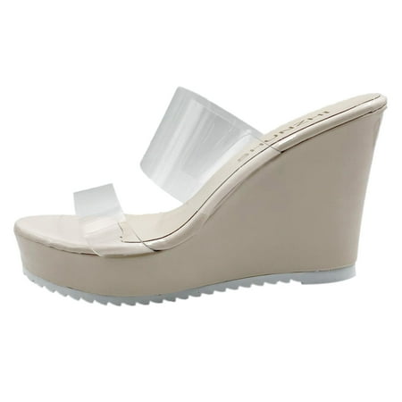

XINSHIDE Women Sandals Fashionable Summer Sandals Wedge Heel High Heel Platform Transparent Strap Casual Fashion Shoes