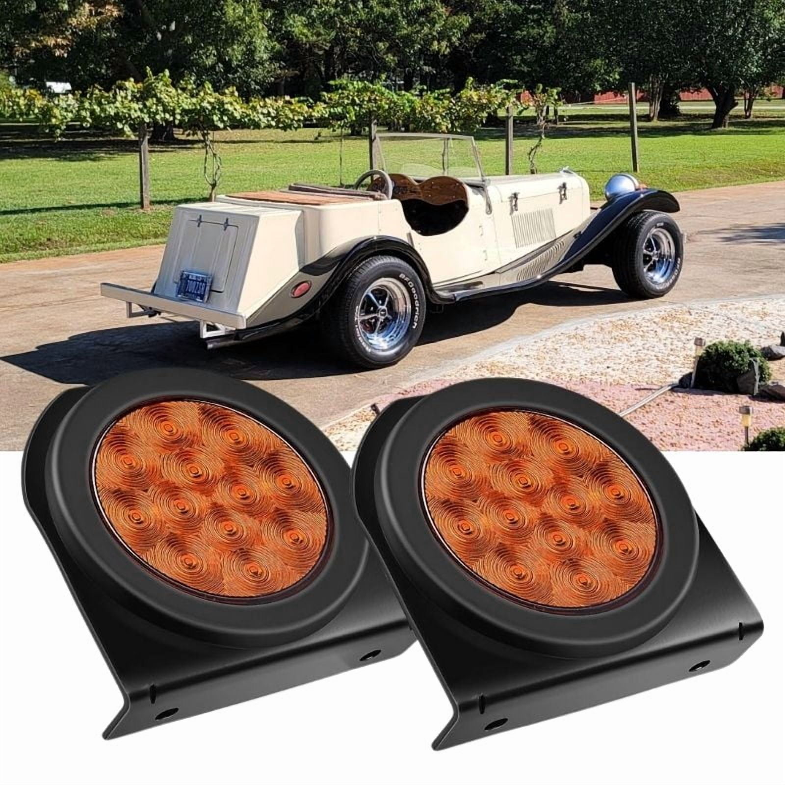 2-Pack Round Amber 4″ 16-LED Taillights With Grommets – 12V, Fortpro F235436