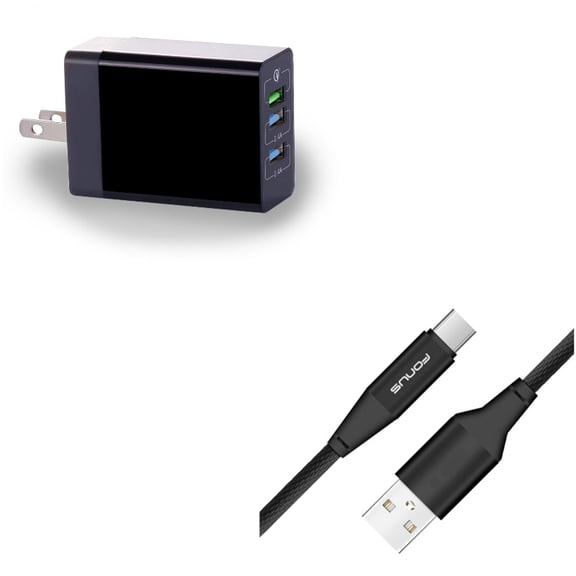 Power Cord Type-C 6ft USB Cable w 6.8Amp 34W Home Charger G4W for Samsung Galaxy Tab S5e 10.5 S4 10.5 Note 10 Plus A 10.1 (2019) Fold A20 A10e - Sony Xperia 5 10 Plus 1 - Xiaomi Redmi Note 7