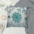 thumbnail image 2 of Qinduosi Teal White flakes Christmas Pillow Covers Set of Xmas Holiday Decoration Print Decorative Outdoor Pillows Farmhouse Cushion Decor for Sofa Bed White, 2 of 5