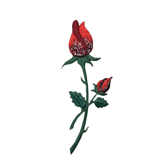 Rose - Red - Rose with closed Petals - Small Single - Iron on Applique/Embroidered Patch
