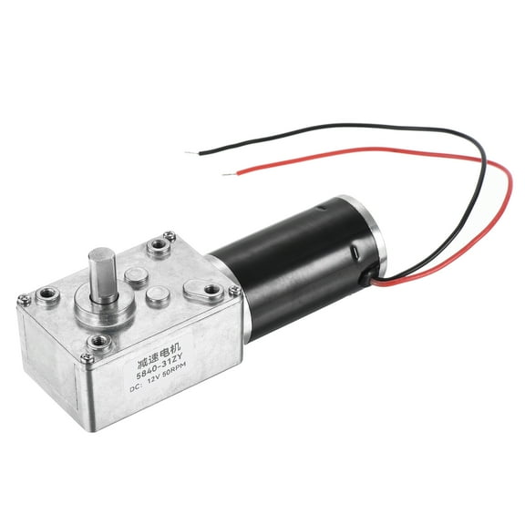 Uxcell DC 12V 50RPM Worm Geared Motor 8mm D Shaft Reduction Electric Motor Reducer High Torque Low Speed With Wire