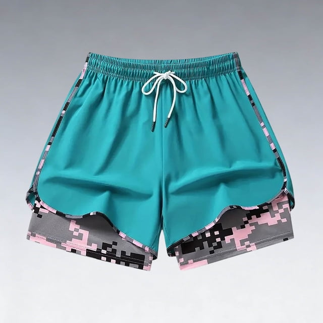 2 in 1 Shorts for Womens Compression Liner Gym Running Short Pants 5 Inch Quick Dry Workout Swim Trunks with Pockets