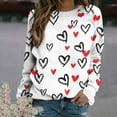thumbnail image 2 of WREESH Valentine's Day Womens Sweatshirts Casual Printed Thin Sweater Long Sleeve Round Neck Shirt/Shirt White, 2 of 5