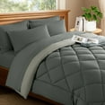 thumbnail image 6 of Sonoro Kate Queen Comforter Set Dark Gray, Bed in a Bag 7 Pieces, Luxury Soft All-Season Bedding Set with Down Alternative Comforter, 1 Flat & 1 Fitted Sheets, 2 Pillowcases & 2 Shams, 6 of 8