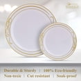 thumbnail image 6 of HEAVY DUTY PLASTIC PLATES 40 PC SET | 20 Dinner Plates | 20 Salad Plates | Elegant Plastic Dinnerware | Fine China Look | Bella Collection (Gold), 6 of 6