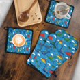 thumbnail image 5 of Blue Cartoon Dinosaurs Clouds Stars Pattern Kitchen Oven Mitt and Pot Holder Sets 2 Pcs for Baking, Cooking and Grilling, Heat Resistant Up To 392 °F, 5 of 7