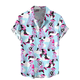 thumbnail image 3 of Camisas hawaianas divertidas con estampado 3D para hombre, camisas con botones y solapa con personalidad, blusas de manga corta de gran tamaño, ropa para hombre, 3 of 5