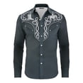 thumbnail image 3 of CAIXIA Boys Long Sleeve Chambray Shirt Western Cowboys Pearl Snap Button Down Shirts, 3 of 5