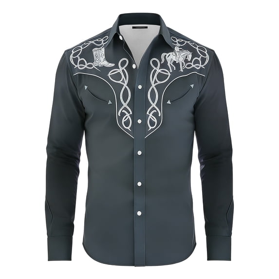 Boys Shirts Long Sleeve Button Down Collar Cowboy Western Print Button Down Tops Summer Casual Breathable Shirt for Boys Size 12-13Y