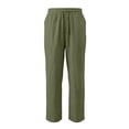 thumbnail image 3 of Guluxicc Men's Straight Leg Cotton Pants with Pockets Drawstring Elastic Waist Solid Daily Casual Trousers for Beach Vacation, 3 of 7