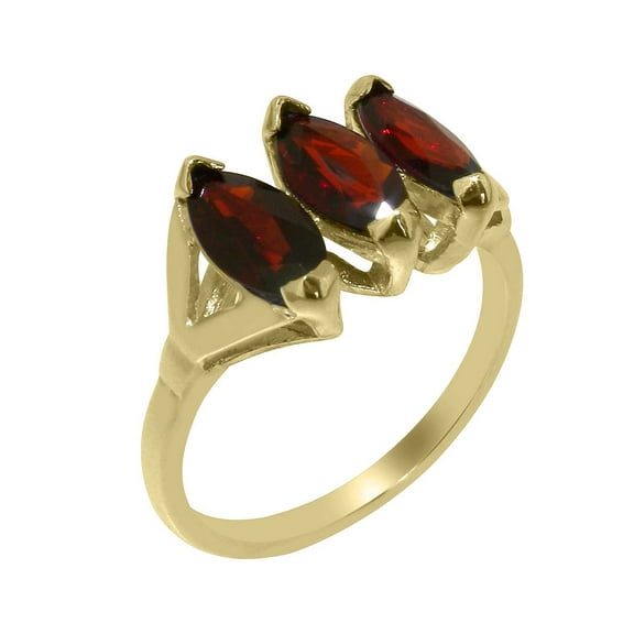 LBG British Made 18k Yellow Gold Natural Garnet Womens Anniversary Ring - 33 size options - Size 10