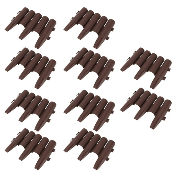 Outdoor Landscape Edging, Staggered Short Fence PP Weatherproof Easy To Install Brown for Yard