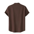 thumbnail image 4 of yillto Men V Neck Shirts Short Sleeve Loose Summer Tee Basic Solid Color Casual Tshirts with Buttons, 4 of 6
