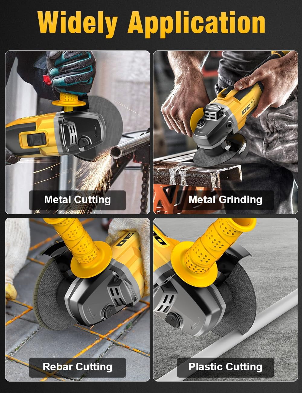 20V Brushless Cordless 4-1/2 inch Angle Grinder, 9000 RPM, lock-on Switch, Compatible with Dewalt 20V Battery (Bare Tool)