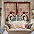 thumbnail image 2 of Swag Curtains Valances for Windows, Red Black Plaid Christmas Short Kitchen Window Curtains Over Sink, Snowflake Snowman Cafe Curtain Panel Set Of 2,Rod Pocket, 45 Inches Length Vintage Wood Texture, 2 of 8