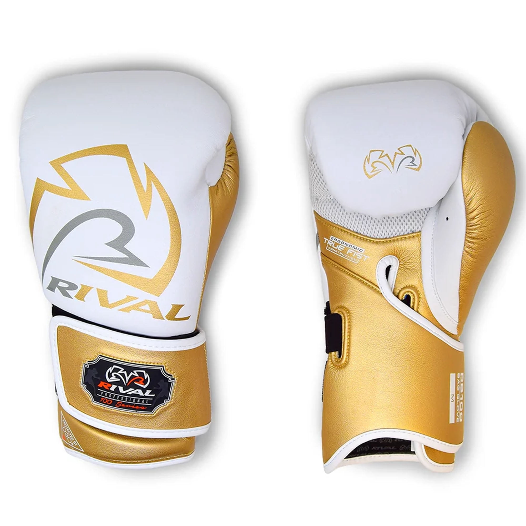RIVAL Boxing RB100 Professional Bag Glove - Small - White/Gold